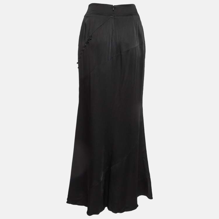 Pre Owned Class by Roberto Cavalli Black Satin Maxi Skirt L