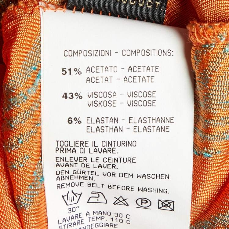 Pre Owned Class by Roberto Cavalli Orange Jersey Velvet Textured Halter Neck Maxi Dress L