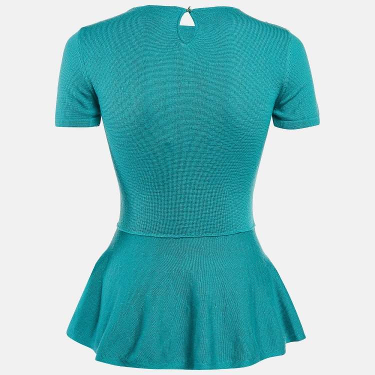 Pre Owned Class by Roberto Cavalli Green Wool Knit Lace Patch Detail Sweater M