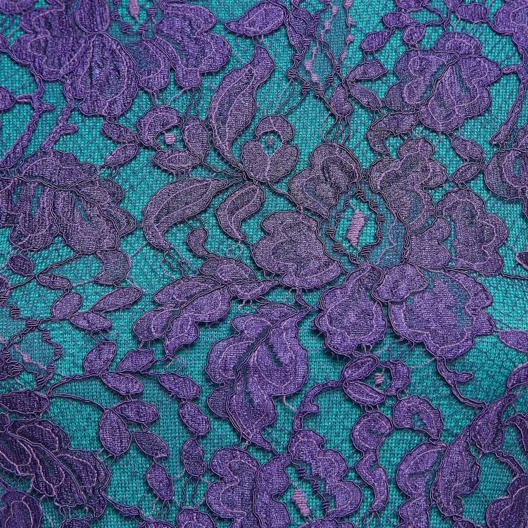 Pre Owned Class by Roberto Cavalli Green Wool Knit Lace Patch Detail Sweater M