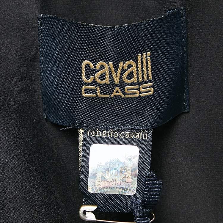 Pre Owned Class by Roberto Cavalli Black/Cream Sateen Silk Embellished Arrow Shirt M