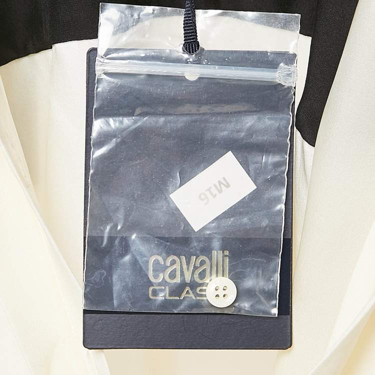 Pre Owned Class by Roberto Cavalli Black/Cream Sateen Silk Embellished Arrow Shirt M