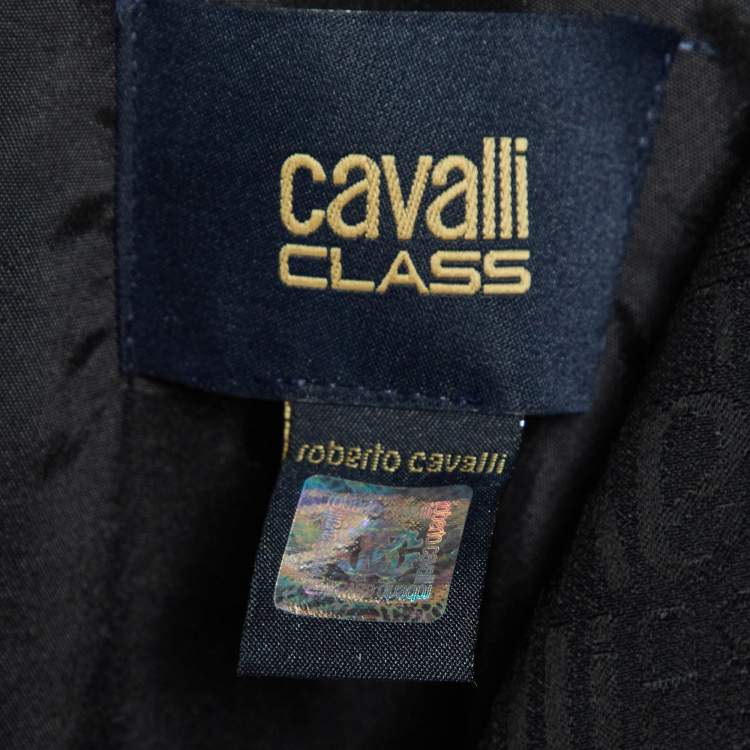Pre Owned Class by Roberto Cavalli Black Logo Jacquard Crepe Shift Dress S