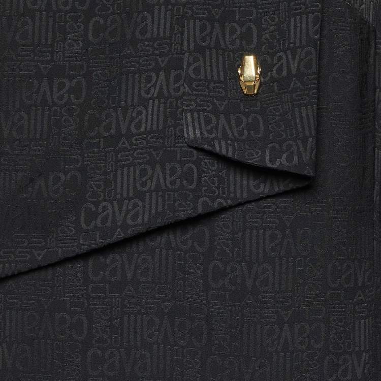 Pre Owned Class by Roberto Cavalli Black Logo Jacquard Crepe Shift Dress S