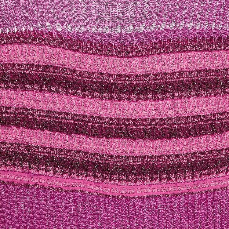 Pre Owned Class by Roberto Cavalli Pink Patterned Knit Maxi Dress XS