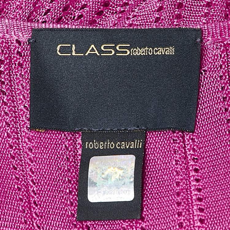 Pre Owned Class by Roberto Cavalli Pink Patterned Knit Maxi Dress XS