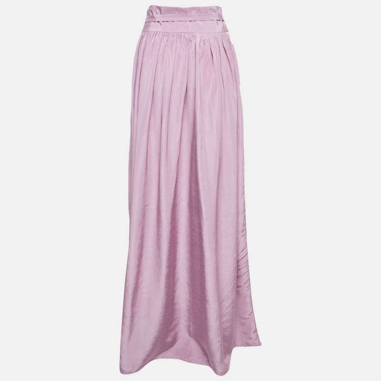 Pre Owned Class by Roberto Cavalli Purple Crepe Gathered Maxi Skirt M