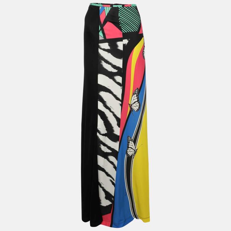 Pre Owned Class by Roberto Cavalli Multicolor Printed Viscose Maxi Skirt M