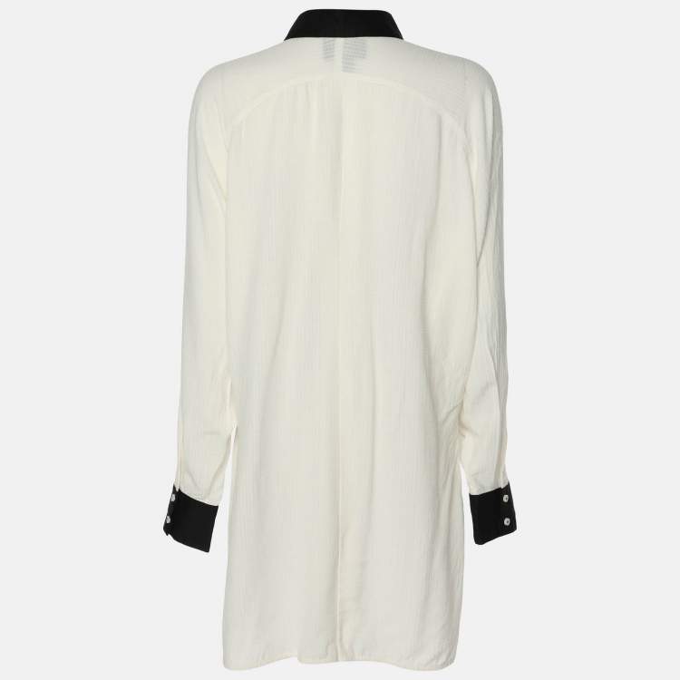 Pre Owned Class by Roberto Cavalli White Floral Print Viscose Long Sleeve Tunic M