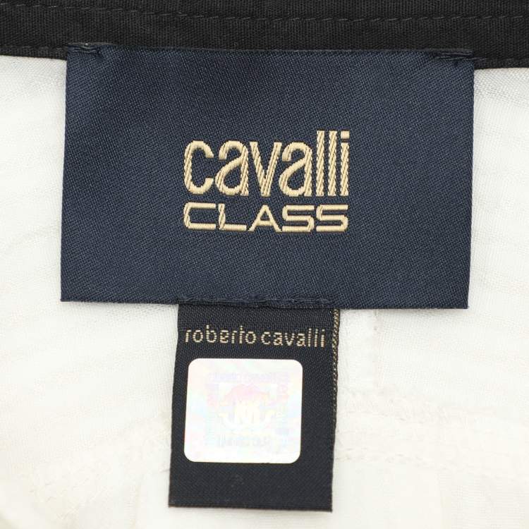 Pre Owned Class by Roberto Cavalli White Floral Print Viscose Long Sleeve Tunic M