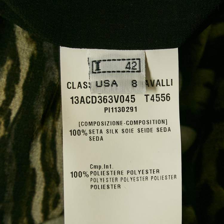 Pre Owned Class by Roberto Cavalli Green Animal Print Silk Maxi Dress M