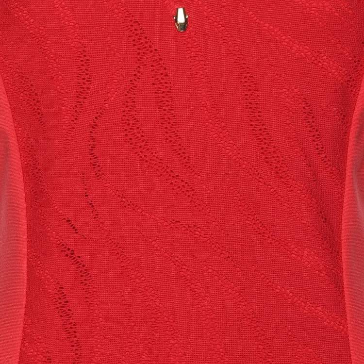 Pre Owned Class by Roberto Cavalli Red Knit Jersey Dress M