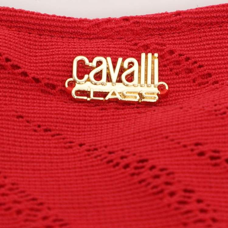 Pre Owned Class by Roberto Cavalli Red Knit Jersey Dress M