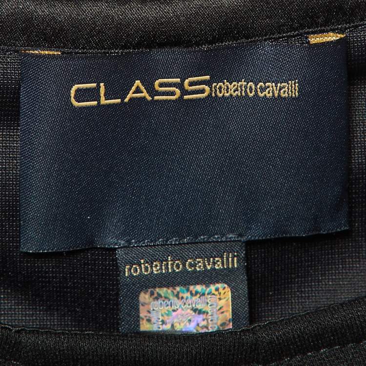 Pre Owned Class by Roberto Cavalli Black Jersey Panelled Knee-Length Dress M