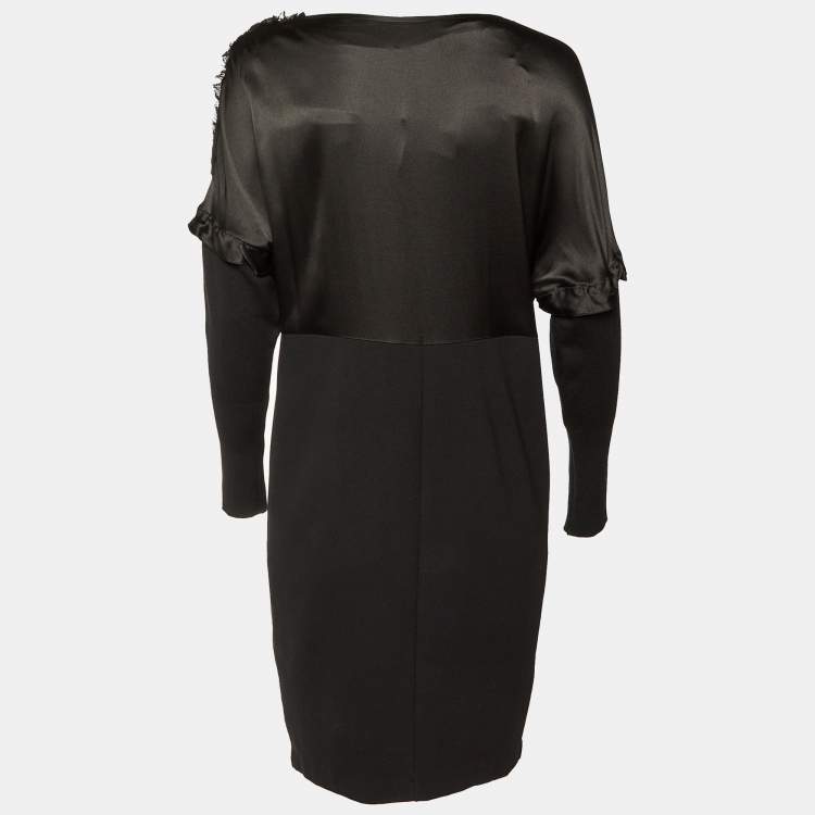 Pre Owned Class by Roberto Cavalli Black Jersey Panelled Knee-Length Dress M