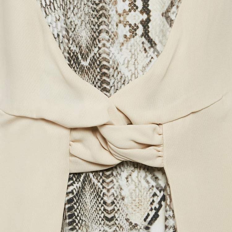Pre Owned Class by Roberto Cavalli Beige Python Print Crepe Maxi Dress L