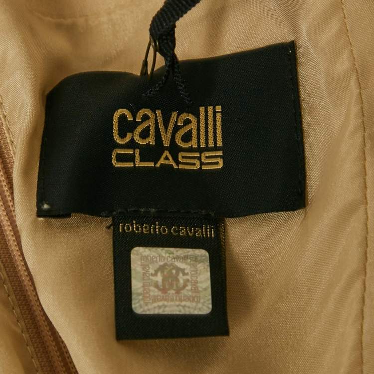 Pre Owned Class by Roberto Cavalli Beige Python Print Crepe Maxi Dress L