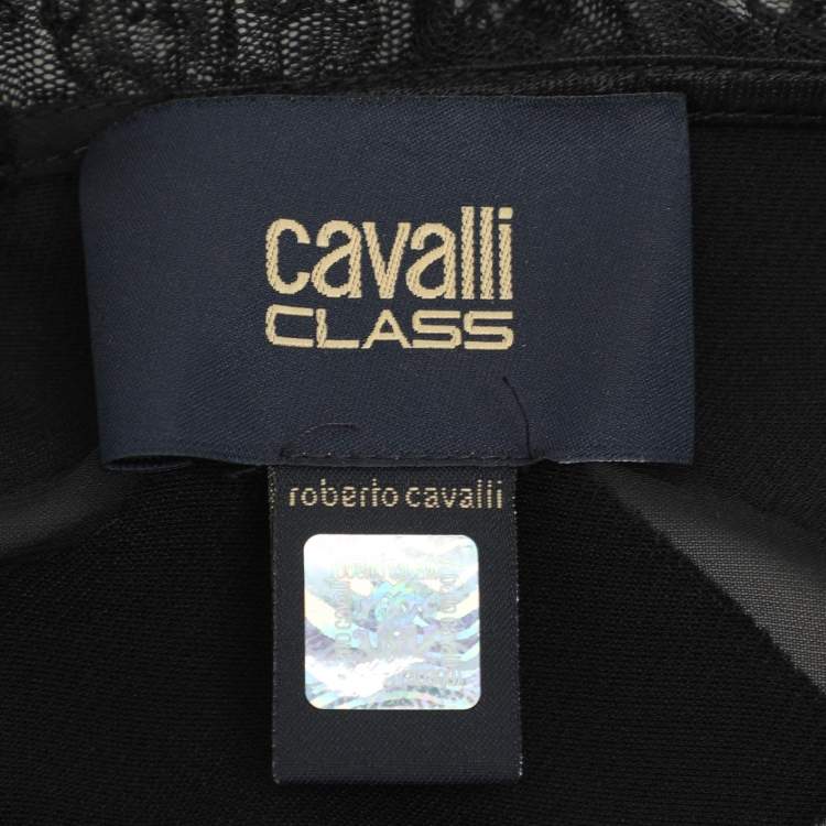 Pre Owned Class by Roberto Cavalli Black Diamond Pattern Chiffon Blouse M