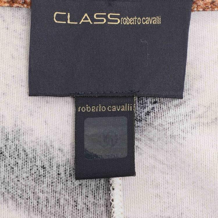 Pre Owned Class by Roberto Cavalli Beige Animal Print Knit Draped Top M