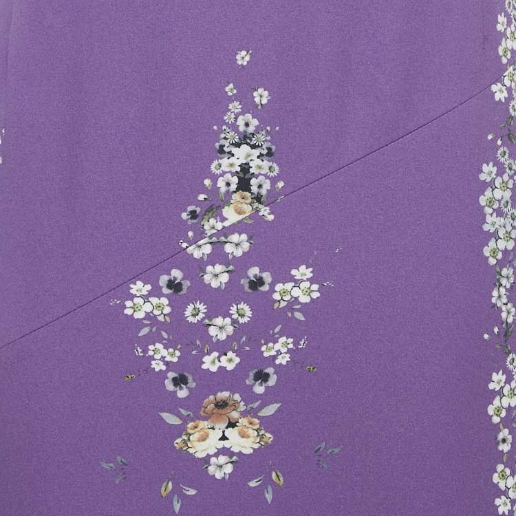 Pre Owned Class by Roberto Cavalli Purple Floral Print Crepe Flared Maxi Skirt L