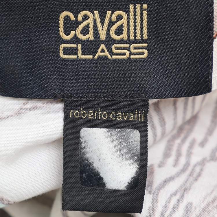 Pre Owned Class by Roberto Cavalli Multicolor Cotton Blend Jungle Print Top S