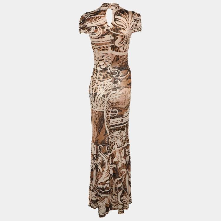 Pre Owned Class by Roberto Cavalli Animal Print Viscose Blend Long Dress S
