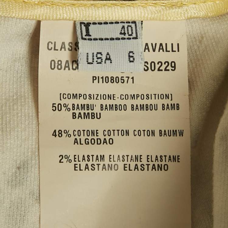 Pre Owned Class by Roberto Cavalli Yellow Snake Print Velvet Pleated Pencil Skirt S