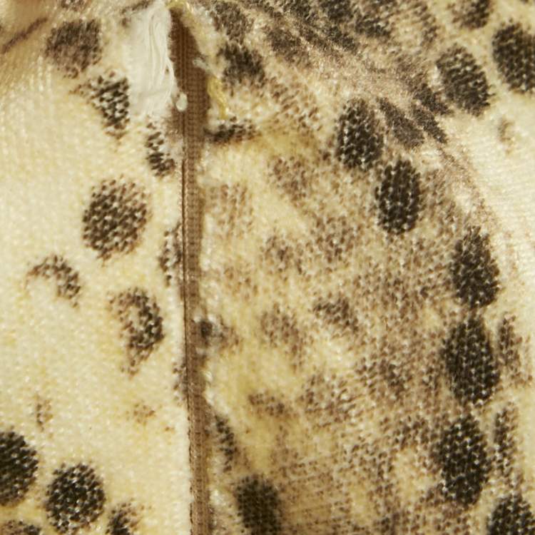 Pre Owned Class by Roberto Cavalli Yellow Snake Print Velvet Pleated Pencil Skirt S