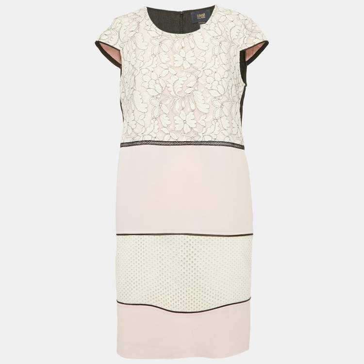 Pre Owned Class by Roberto Cavalli Pink Lace and Cotton Mini Dress M