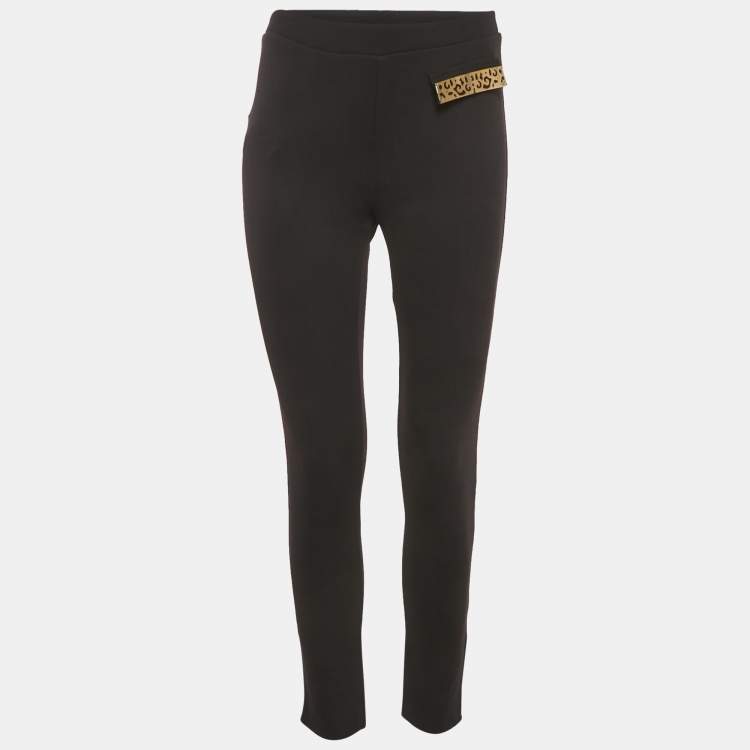 Pre Owned Class by Roberto Cavalli Black Gabardine Pocket Detail Leggings M
