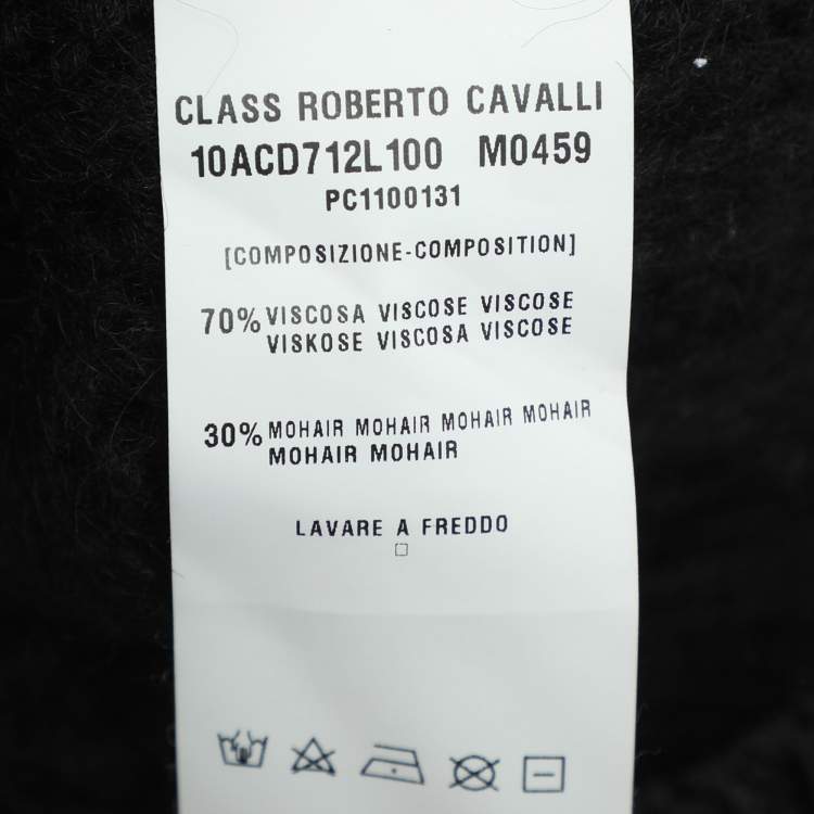Pre Owned Class by Roberto Cavalli Black Wool Knit Cardigan L