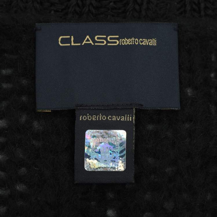 Pre Owned Class by Roberto Cavalli Black Wool Knit Cardigan L