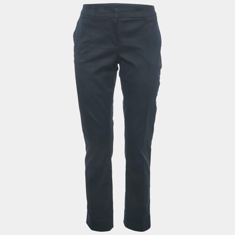 Pre Owned Class by Roberto Cavalli Navy Blue Cotton Straight Leg Pants M