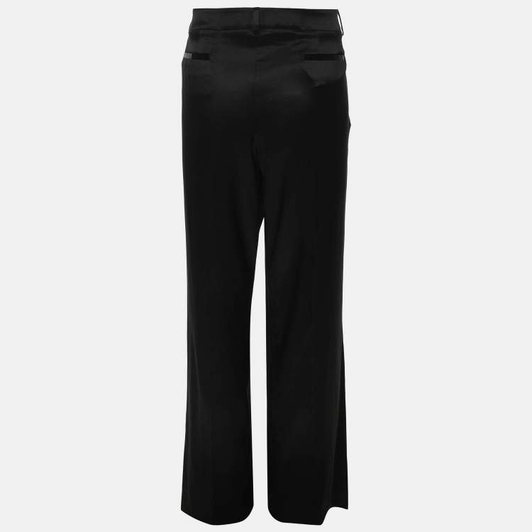 Pre Owned Class by Roberto Cavalli Black Silk Wide Leg Trousers XXL