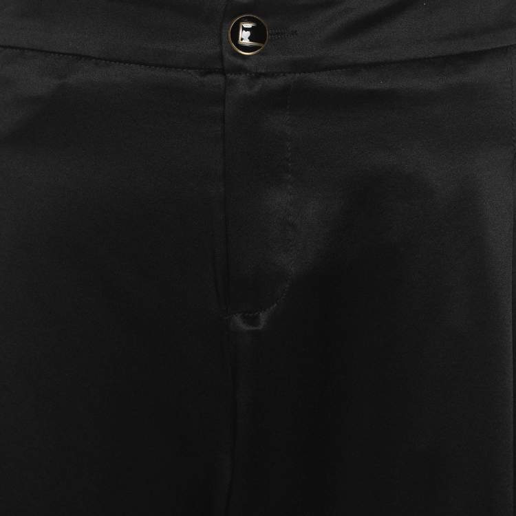 Pre Owned Class by Roberto Cavalli Black Silk Wide Leg Trousers XXL