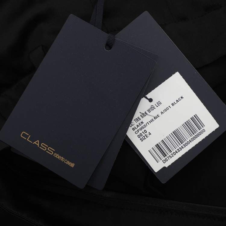 Pre Owned Class by Roberto Cavalli Black Silk Wide Leg Trousers XXL