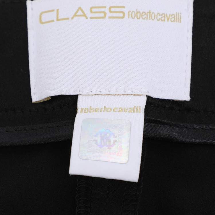 Pre Owned Class by Roberto Cavalli Black Silk Wide Leg Trousers XXL