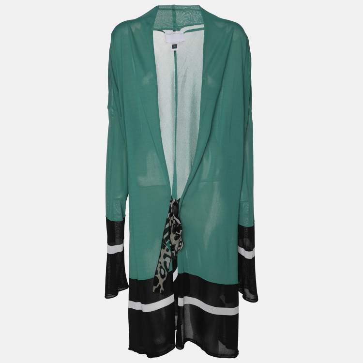 Pre Owned Class by Roberto Cavalli Green/Black Knit Open Long Cardigan S