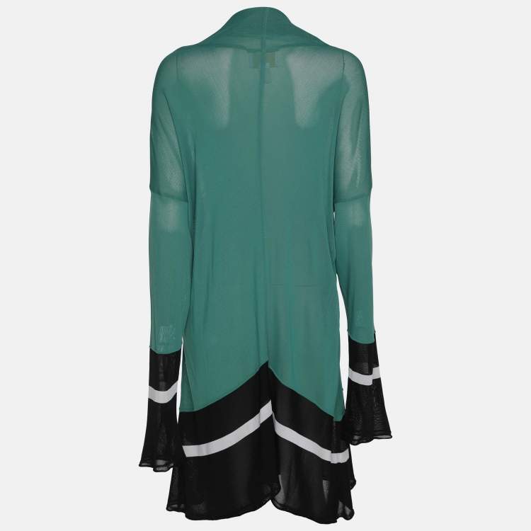Pre Owned Class by Roberto Cavalli Green/Black Knit Open Long Cardigan S