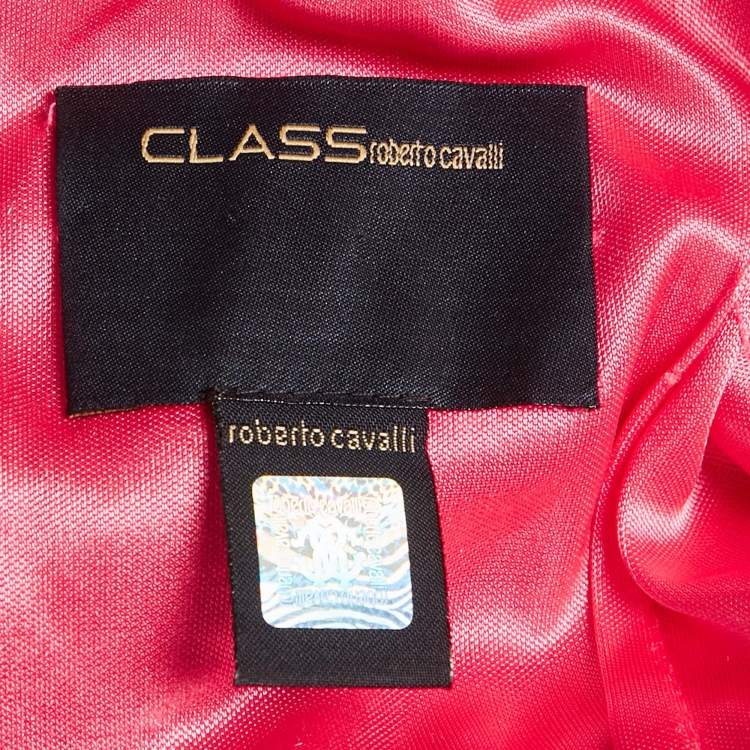 Pre Owned Class by Roberto Cavalli Pink Applique Detail Tulle Sleeveless Maxi Dress L 