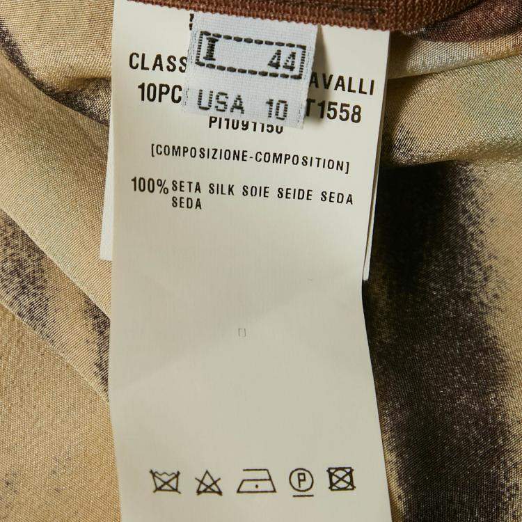 Pre Owned Class by Roberto Cavalli Multicolor Printed Silk Top & Taffeta Pant Set M  