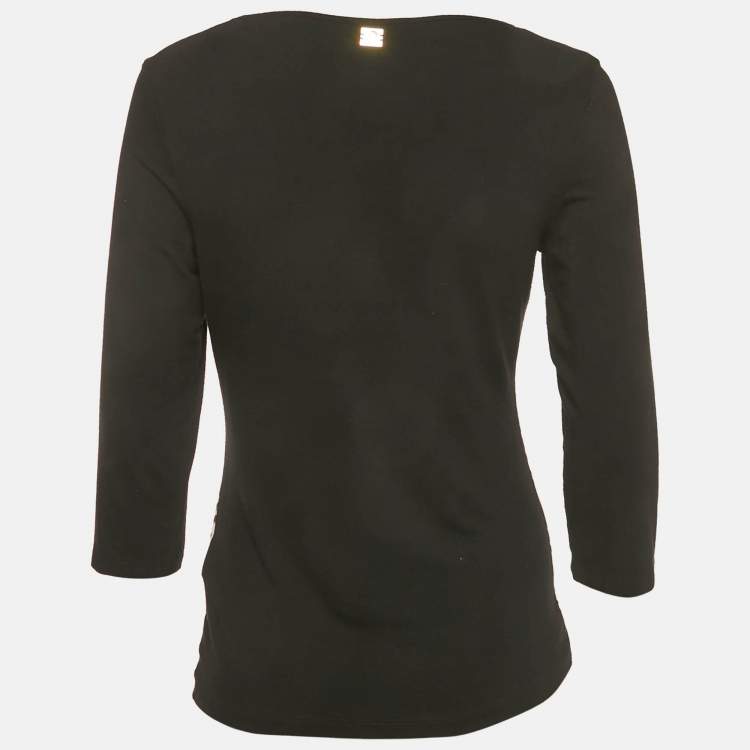 Pre Owned Class by Roberto Cavalli Black Printed Jersey Long Sleeve Top S