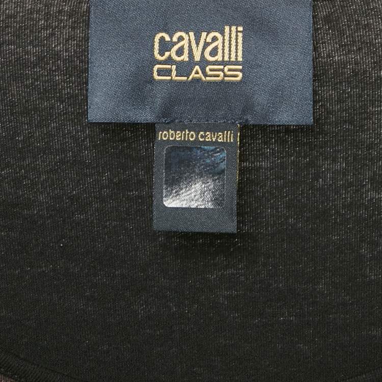 Pre Owned Class by Roberto Cavalli Black Printed Jersey Long Sleeve Top S