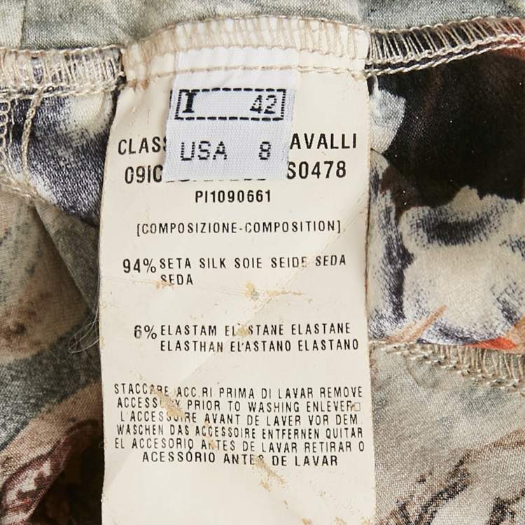 Pre Owned Class by Roberto Cavalli Multicolor Silk Bustier Midi Dress M