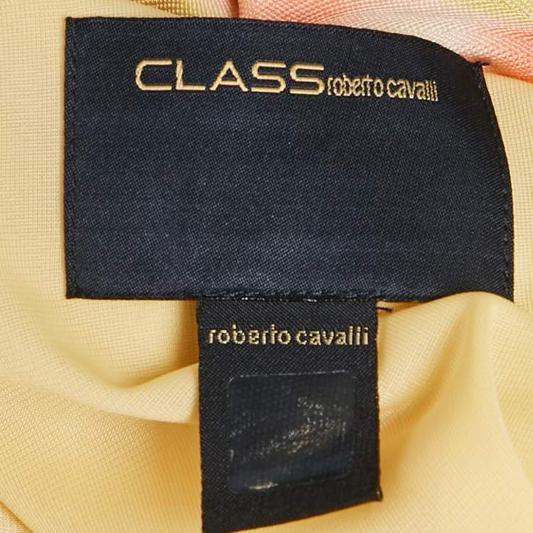 Pre Owned Class by Roberto Cavalli Multicolor Printed Jersey Halter Neck Mini Dress S