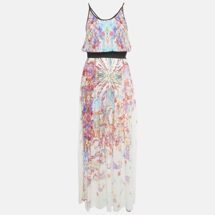Pre Owned Class by Roberto Cavalli Multicolor Floral Print Crepe Maxi Dress M   