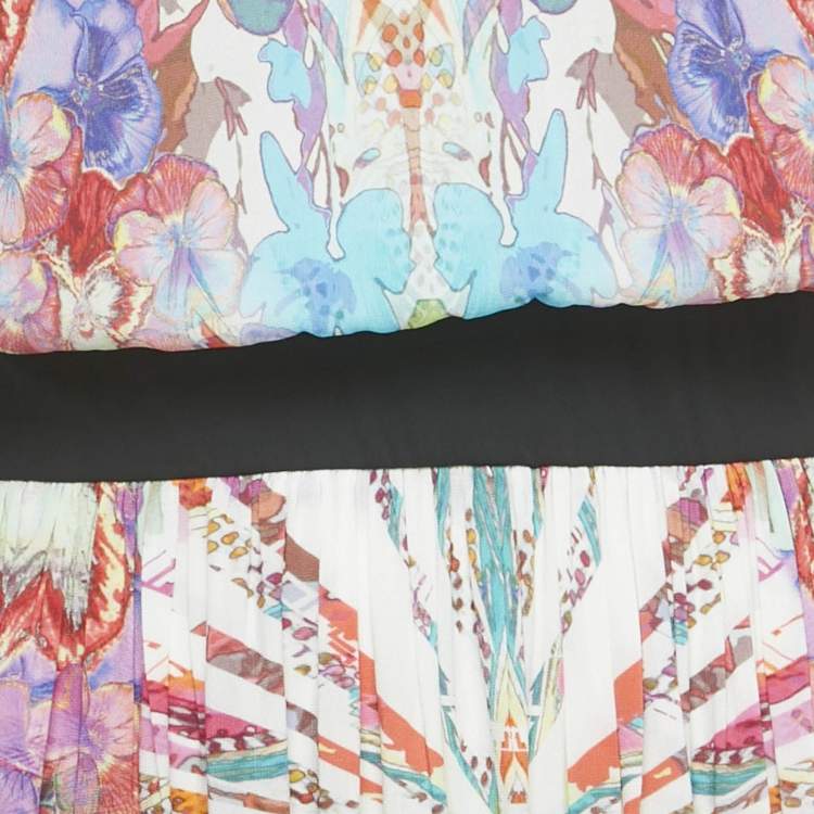 Pre Owned Class by Roberto Cavalli Multicolor Floral Print Crepe Maxi Dress M   