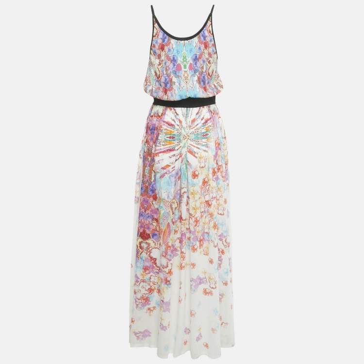 Pre Owned Class by Roberto Cavalli Multicolor Floral Print Crepe Maxi Dress M   