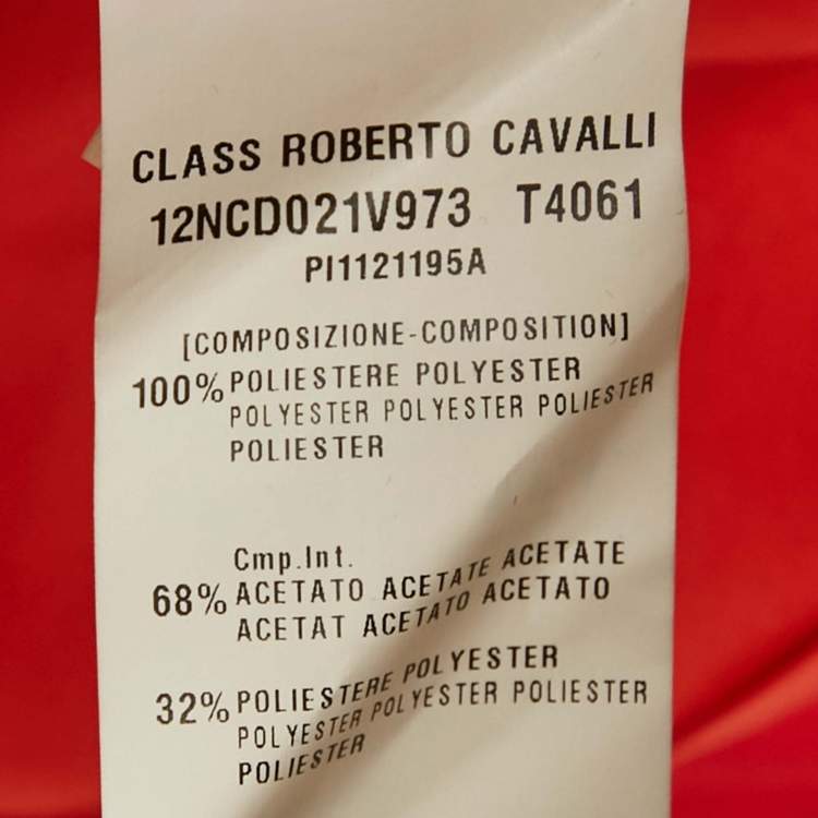 Pre Owned Class by Roberto Cavalli Red Satin Fridge Detail Tunic Mini Dress M