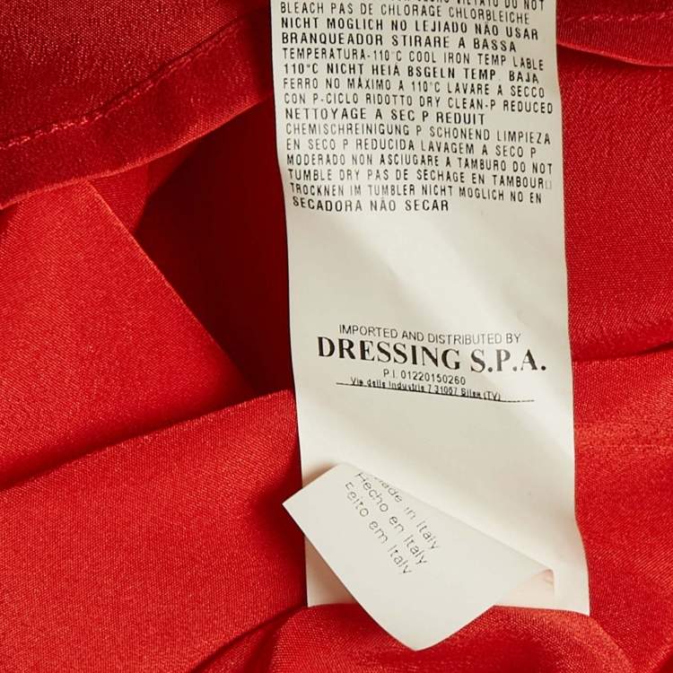 Pre Owned Class by Roberto Cavalli Red Satin Fridge Detail Tunic Mini Dress M